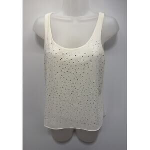 Express Ivory Sparkly Rhinestone Overlay Tank Top size Small